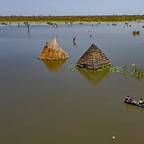 En enorm översvämning som sträcker sig ända till horisonten, i Sydsudan.