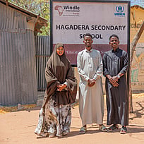 Tre lärare i Dadaab-lägret i Kenya.