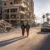 Raserade hus i Libanon.