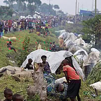 Människor som är på flykt i DR Kongo.