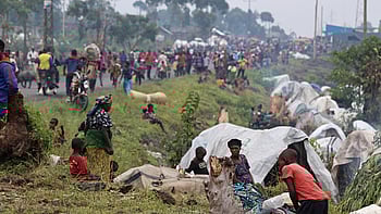 Människor som är på flykt i DR Kongo.