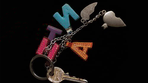 Nycklar och nyckelring i färgglada färger.