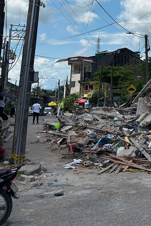 Förstörda byggnader efter jordbävningen i Colombia 2026. Foto: UNHCR/Ismael Montealegre