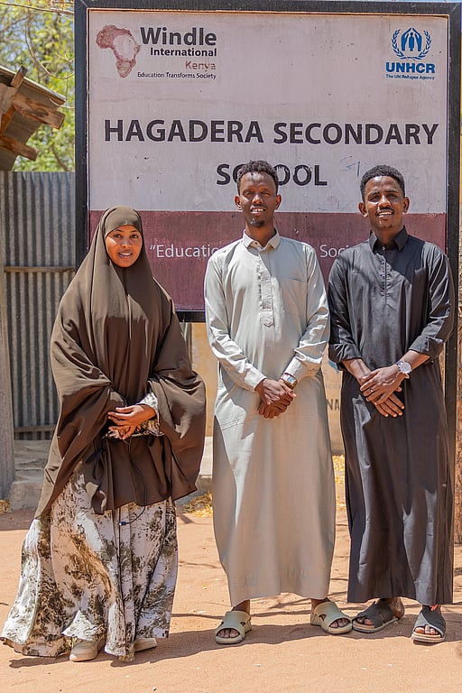 Tre lärare i Dadaab-lägret i Kenya.