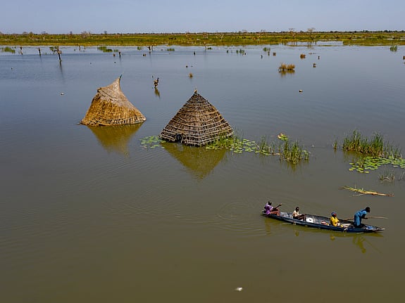 En enorm översvämning som sträcker sig ända till horisonten, i Sydsudan.