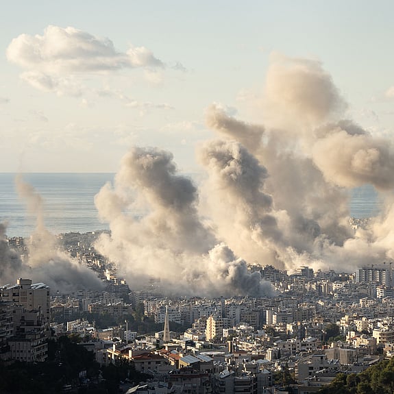 Hjälparbetare i Libanon.