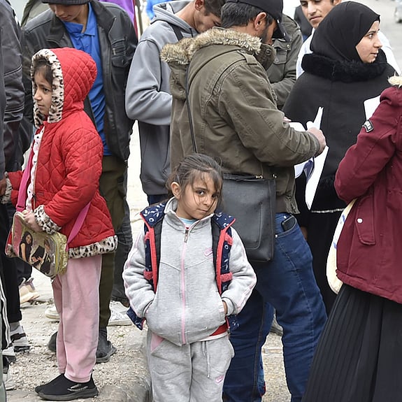 Människor på flykt i Libanon.