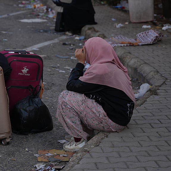 Människor på flykt i Libanon.