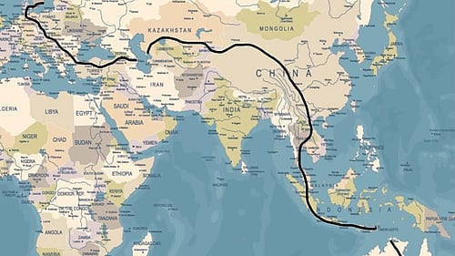 En karta som visar vägen till Australien.