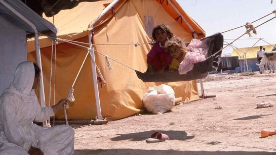 Irakiska flyktingar i Al Hol-lägret i Syrien, 1991. 
