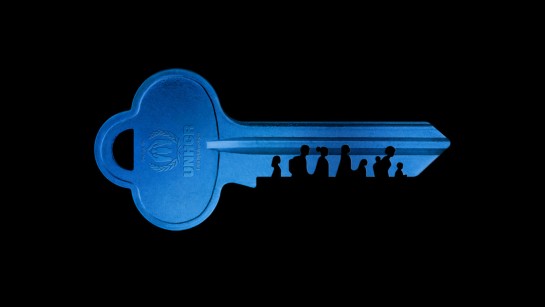 Blå nyckeln är symbolen för människor på flykt.