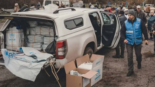 UNHCR har skickat nödhjälp till krigsdrabbade i östra Ukraina.